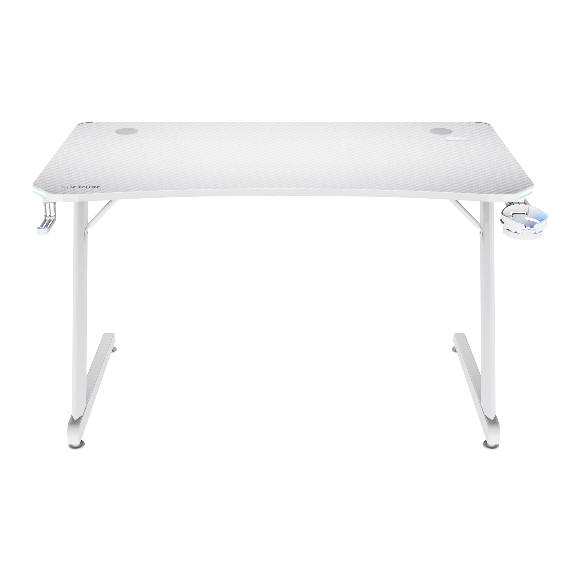 Trust GXT709W Luminus – Rollbarer Computertisch, 1'200×600×740 mm, RGB-LED-Beleuchtung, bis 150 kg, Weiss
