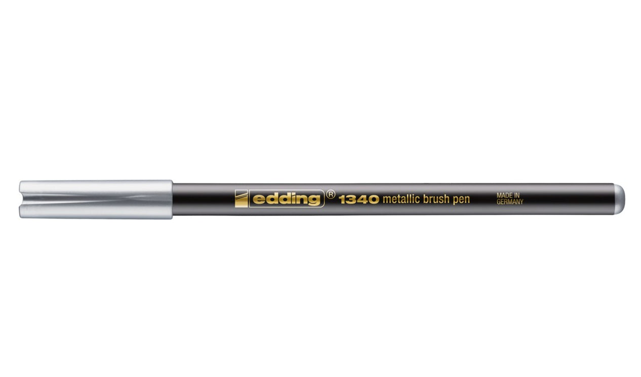 Edding 1340 Pinselstift Metallic – Pinselspitze, 1–3 mm, wasserbasiert, Silber