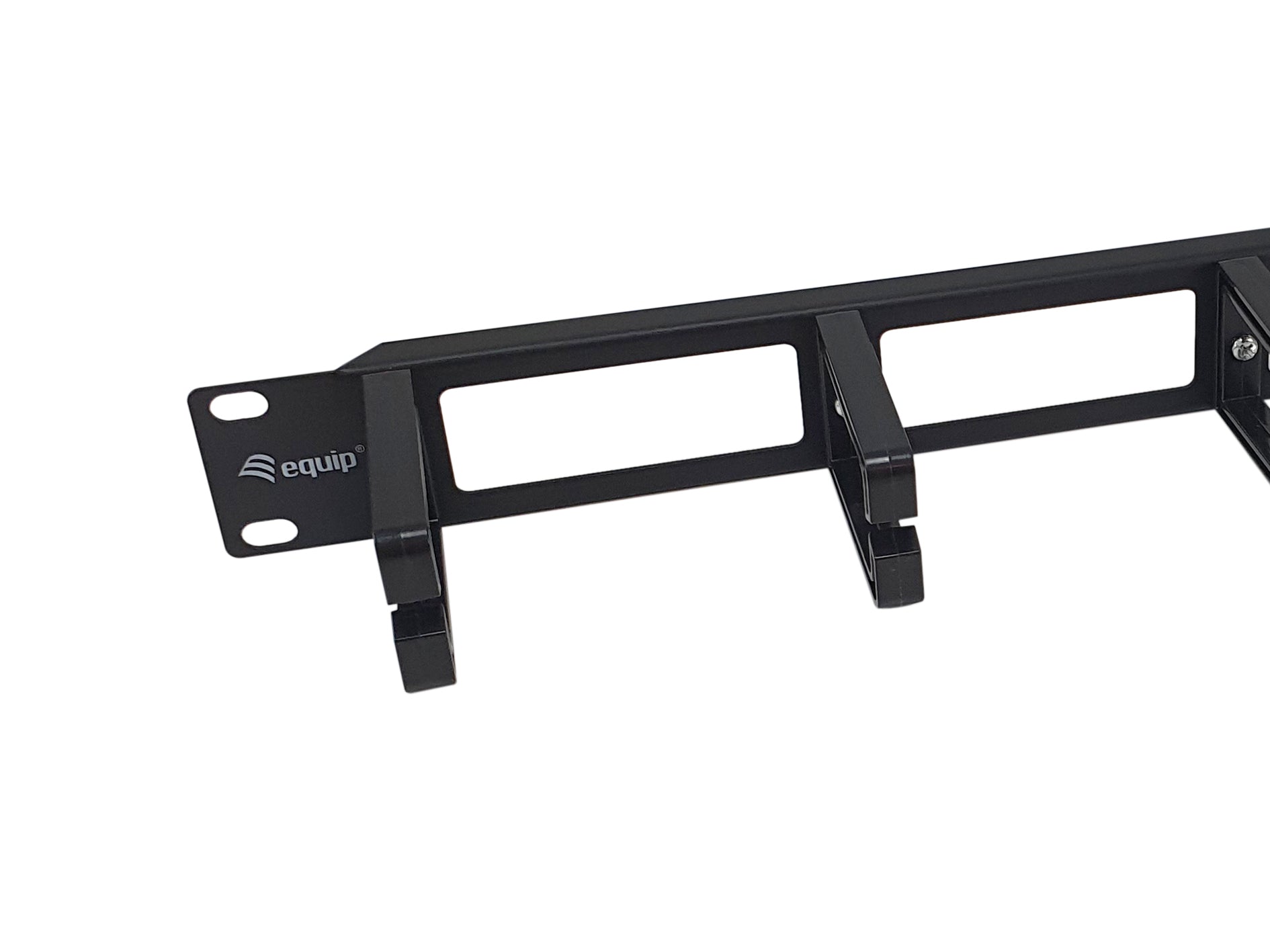 Equip 19" 1U Rangierpanel, Kunststoff/Stahl, 482,6×44,5×82 mm – Schwarz