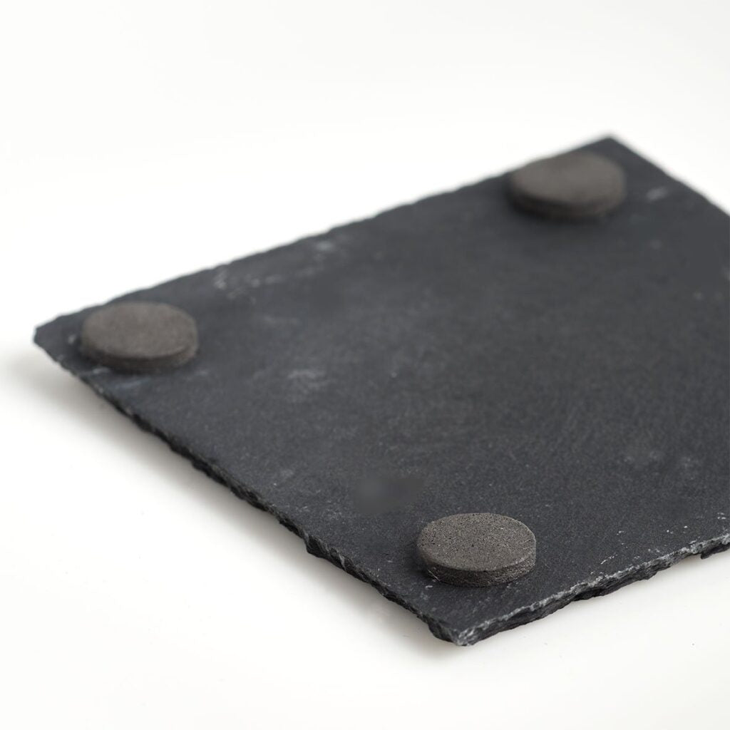 Zeller Present Glasuntersetzer – 4er Set, 10,0 × 10,0 × 0,5 cm, Schiefer/Silikon, Schwarz, für Gläser