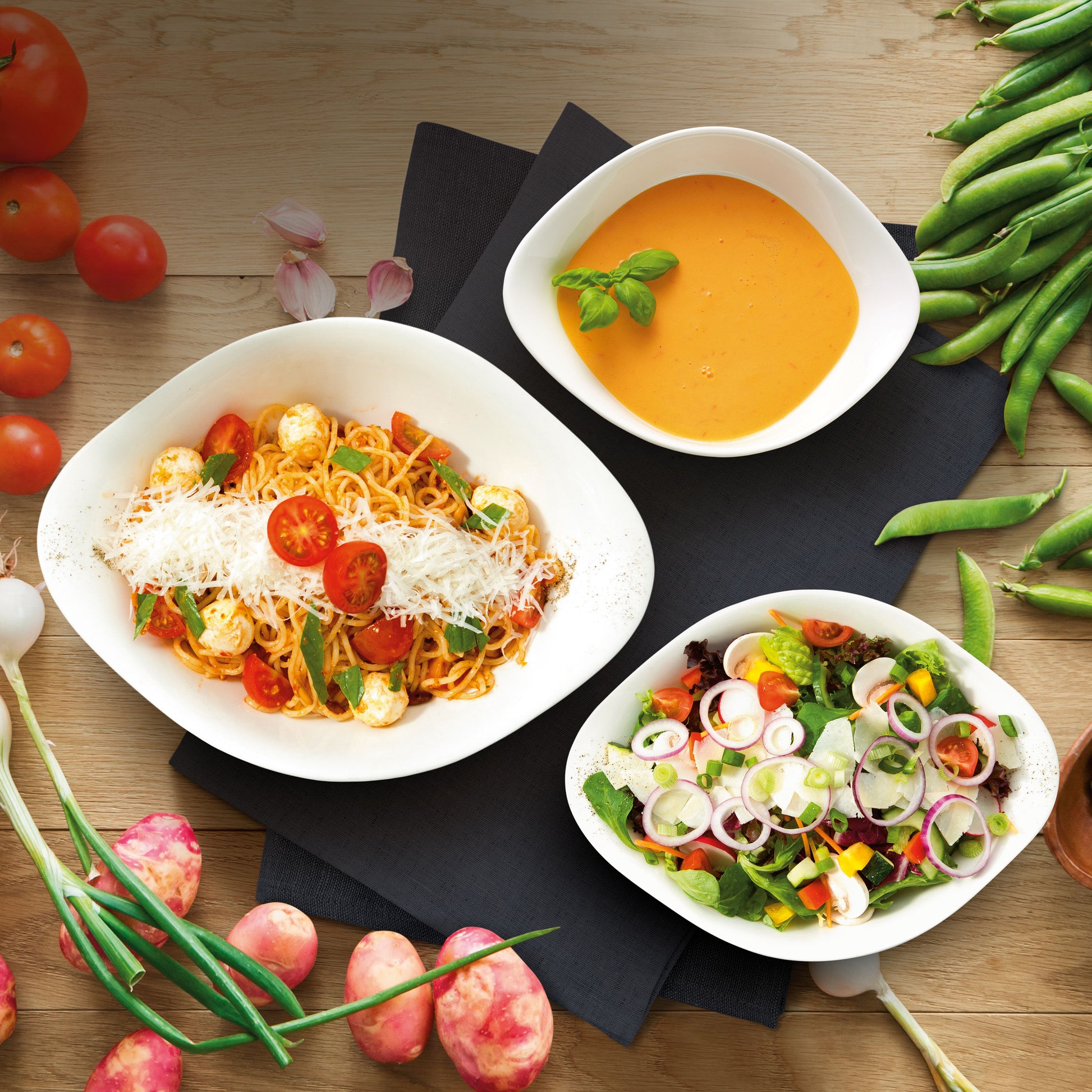 Villeroy & Boch Schale – 6er Set, 21 × 26,1 × 16,2 cm, Porzellan, spülmaschinenfest, mikrowellengeeignet