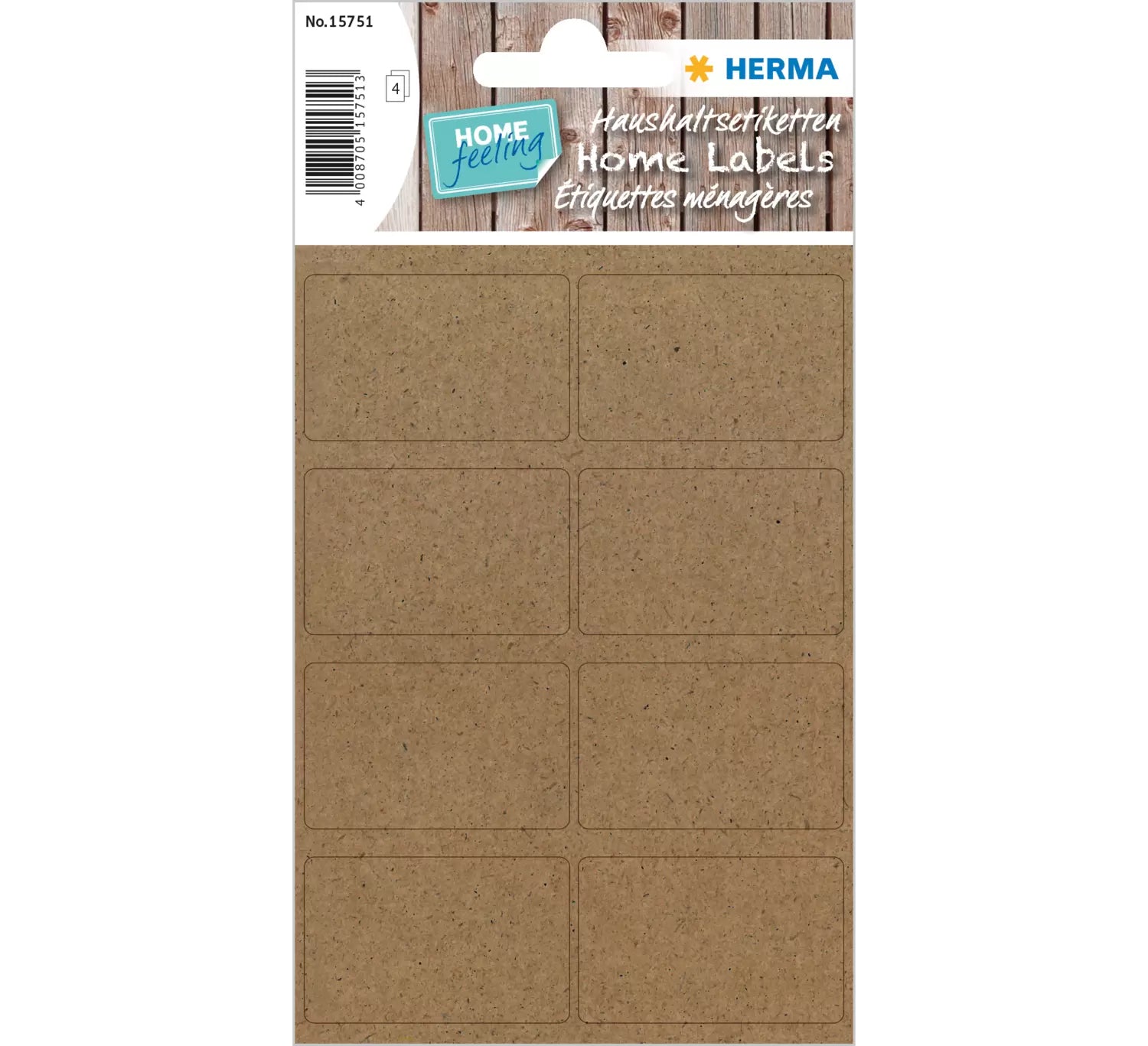 HERMA Haftetiketten – rechteckig 25 × 40 mm, permanent, braun, 4 Blatt (32 Stk.)