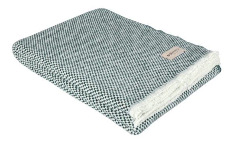 Eskimo Wohndecke Torino – 130 × 180 cm, Wolle-Mix, Dunkelgrün