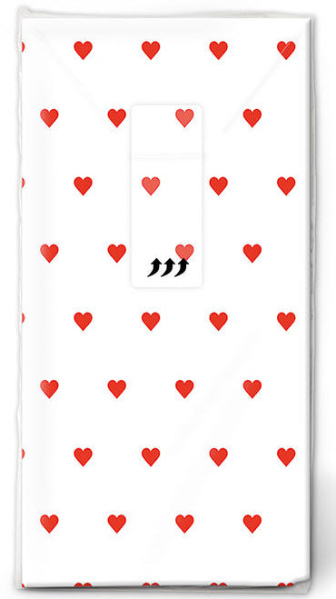 Paper + Design Taschentücher Petits coeurs rot – 4-lagig, 215 × 220 mm – 10 Taschentücher – FSC, Nordic Swan