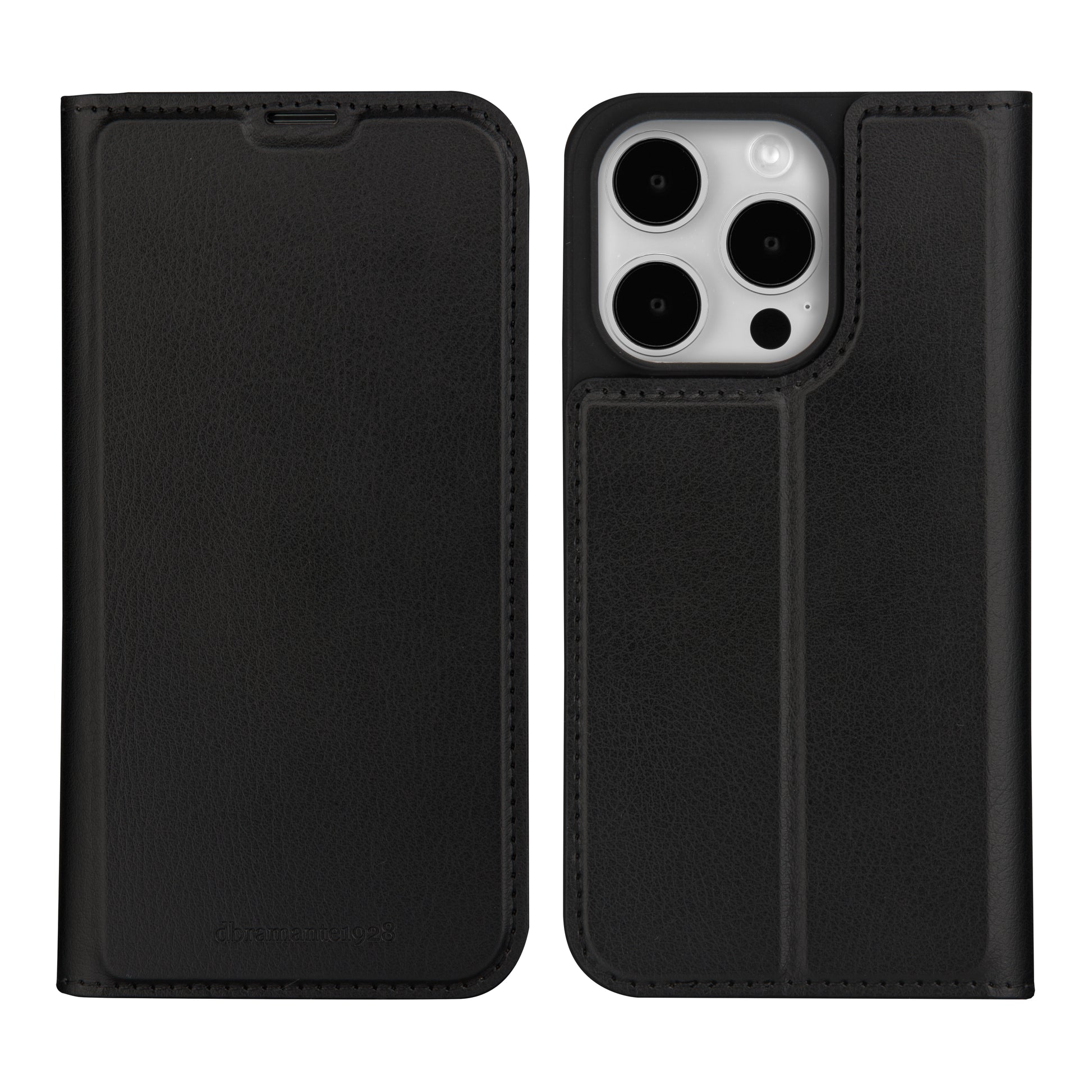 dbramante1928 Wallethülle – für Apple iPhone 15 Pro Max, 1 Kartenfach, PU, Schwarz, Magnetverschluss