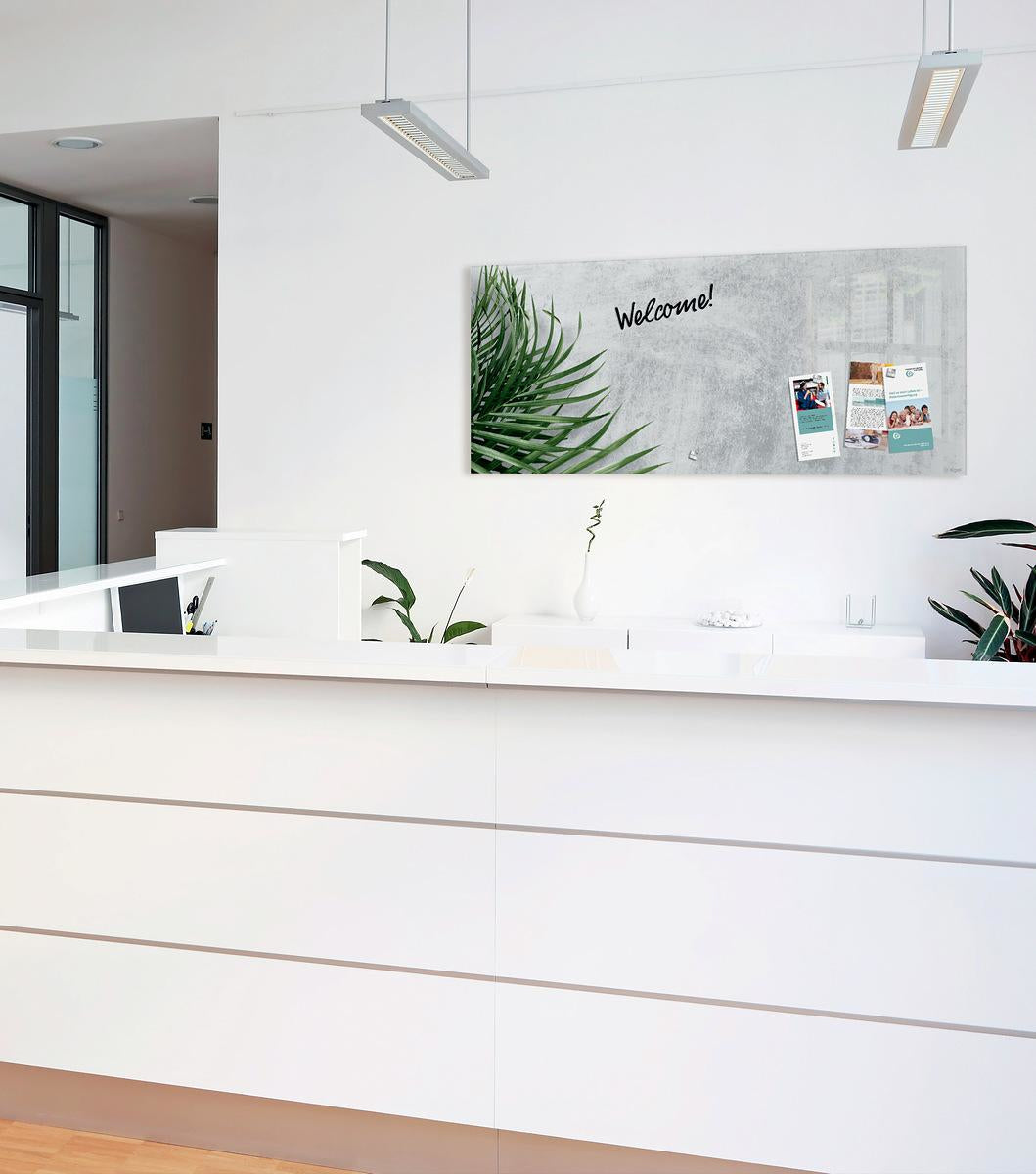 Sigel Whiteboard – 130 × 55 cm, Glas, magnetisch, Wandmontage, inkl. Magnete, Montagesatz