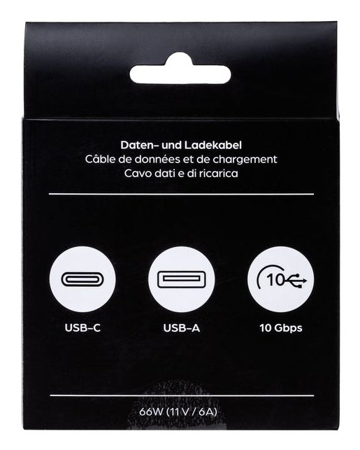 ONIT USB-A auf USB-C Kabel – USB 3.2 Gen 2 (10 Gbit/s) – 0,5 m – PD 66 W – Textilmantel – Schwarz/Grau