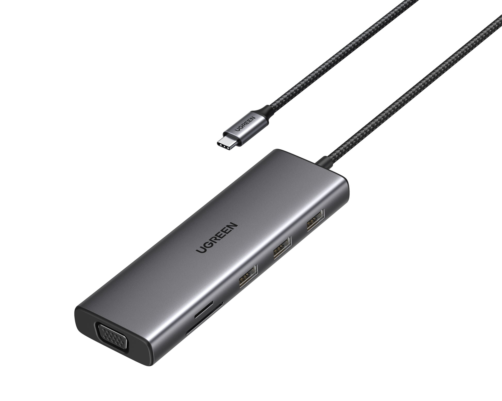 Ugreen 15601 Multiport-Adapter – USB-C, 1× HDMI, 1× VGA, 3× USB-A, 100 W PD, SD/microSD, 3,5 mm Audio