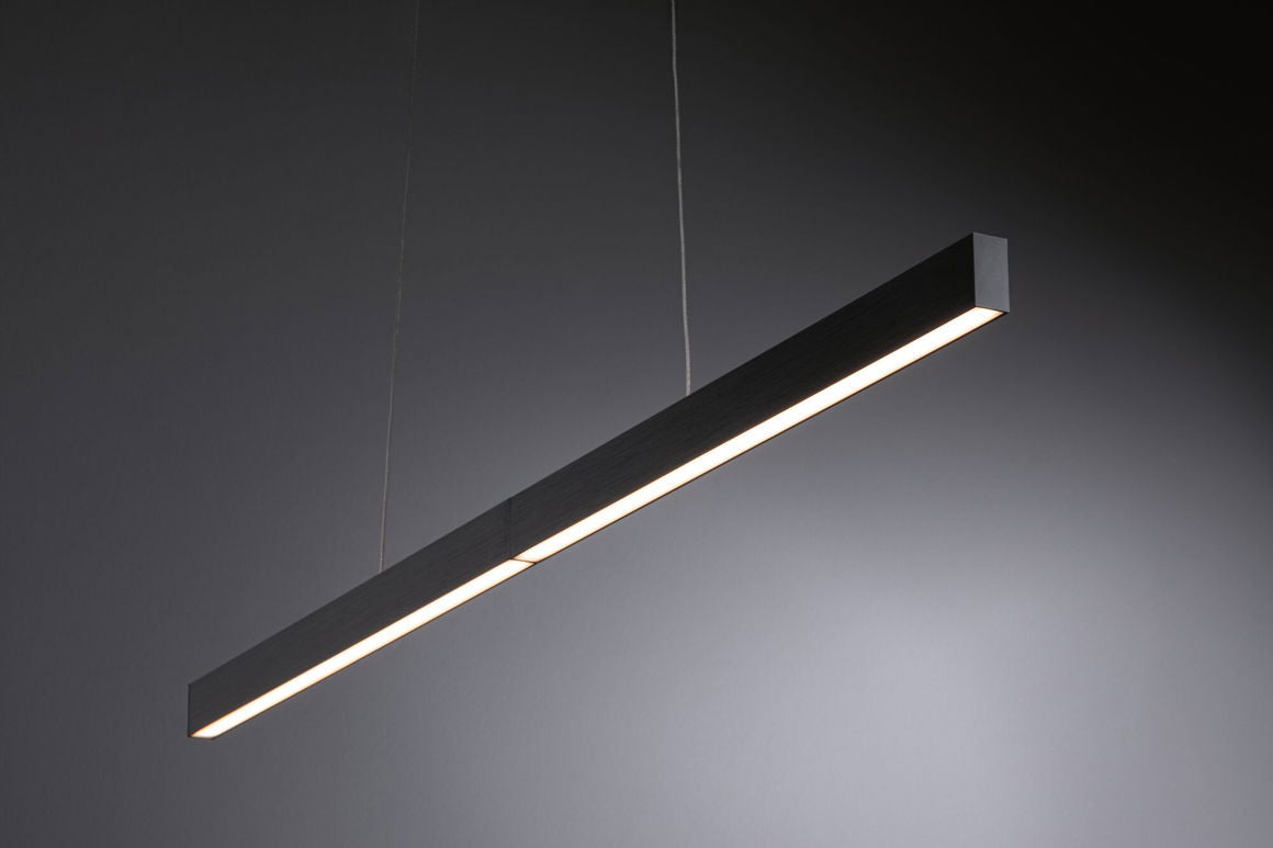 Paulmann Pendelleuchte Aptare – 180 × 5 cm, 3840 lm, 2200–2700 K, dimmbar, ZigBee, für Alexa, schwarz