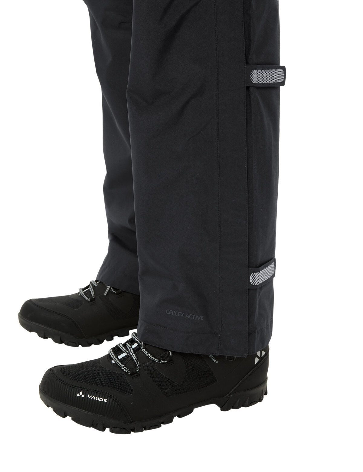VAUDE Velohose – XXL – Schwarz, Polyester, wasserfest, winddicht, atmungsaktiv, reflektierend