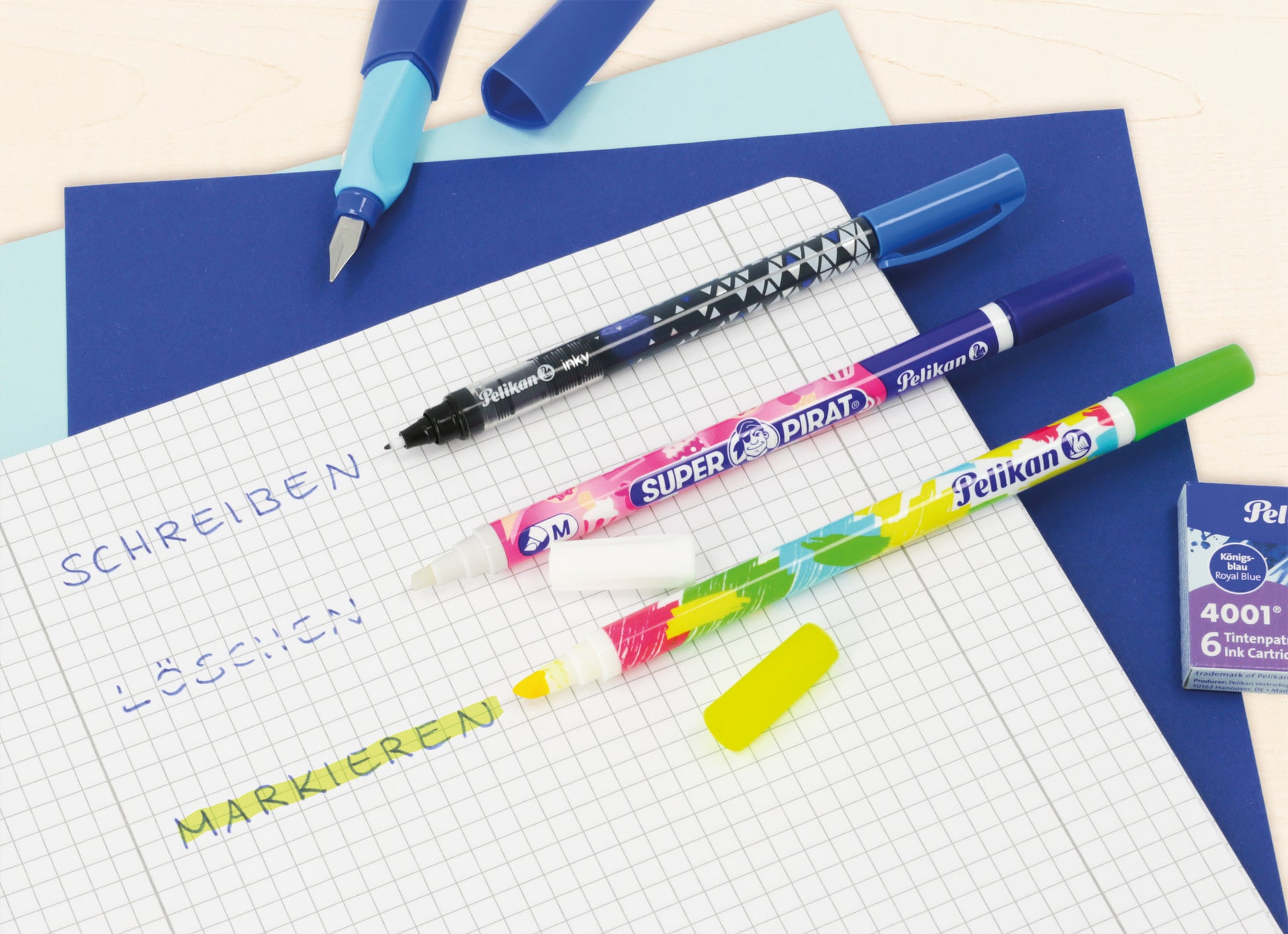 Pelikan Tintenlöscher Super Pirat 850M – Keil – Blau – Display 50 Stk.