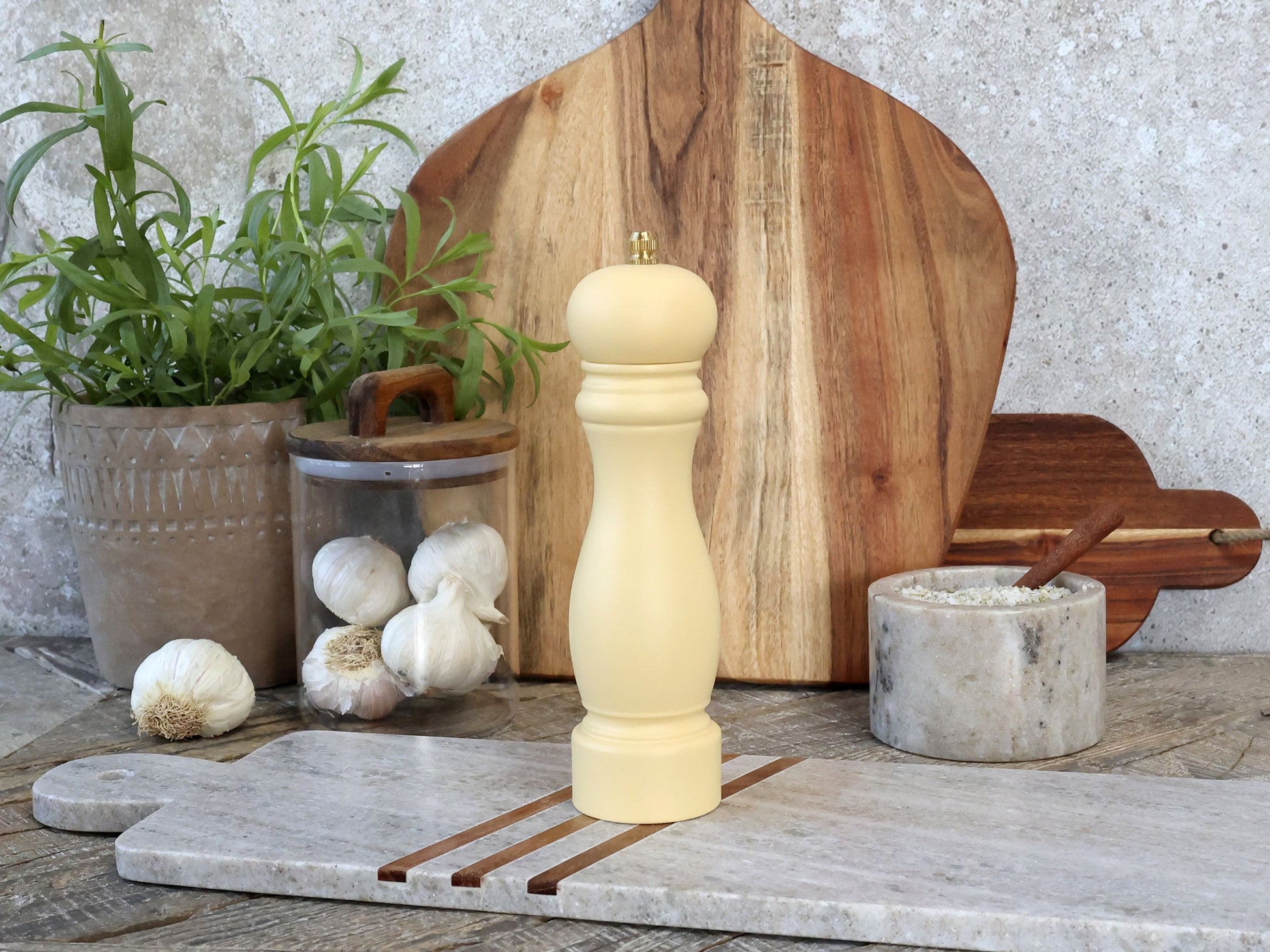Chic Antique Salz-/Pfeffermühle 20 cm, Bambus/Keramik, Beige