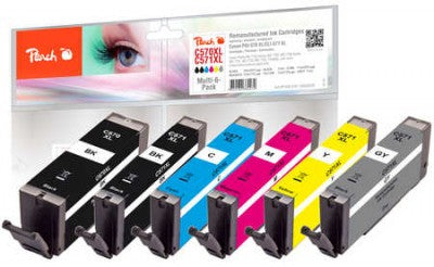 Peach Tintenpatronen-Multipack PGI-570XL/CLI-571XL, 6er-Pack, kompatibel – für Pixma MG 5700 Serie und andere