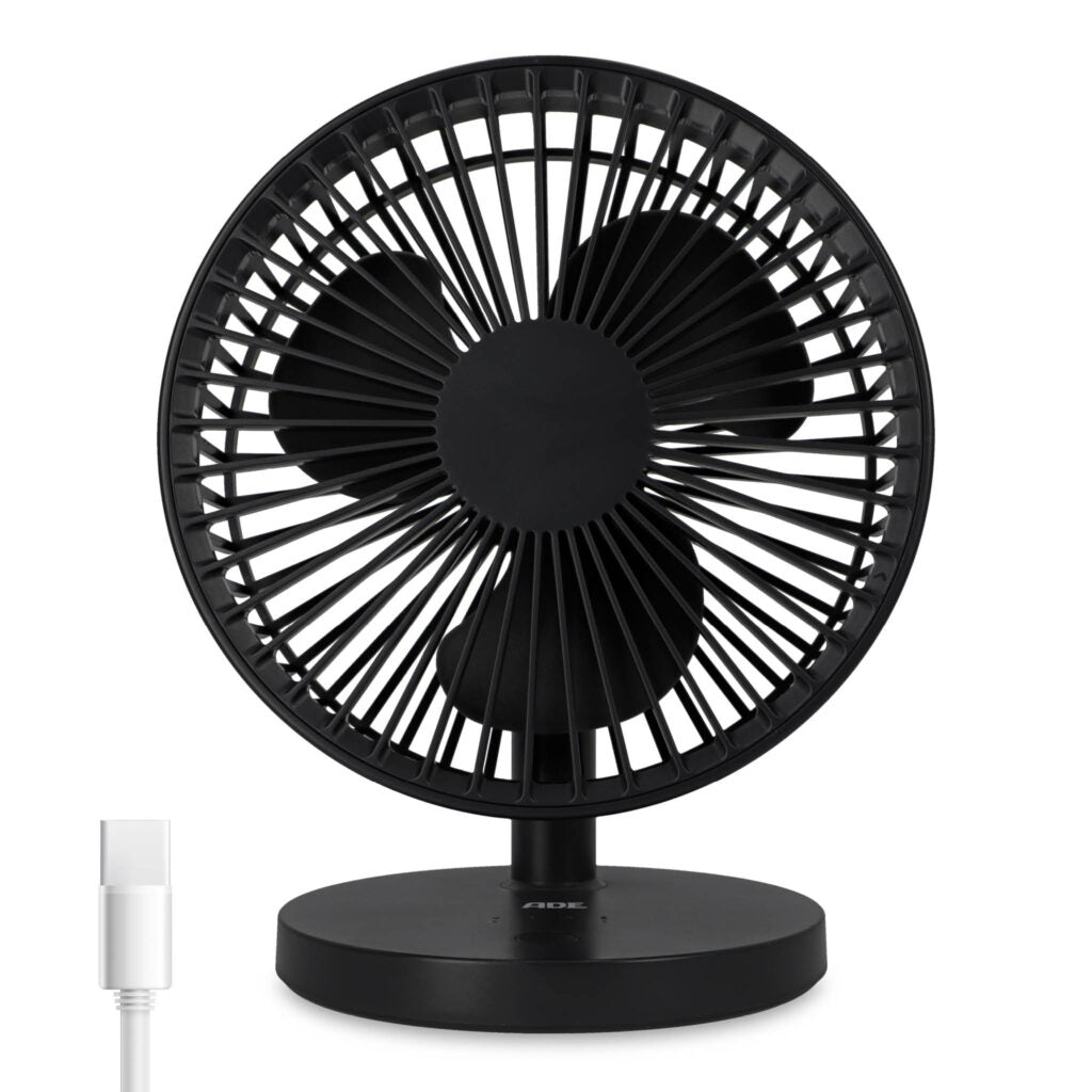 ADE USB-Tischventilator – 18 cm, 3 Stufen, 22 dB, Anthrazit