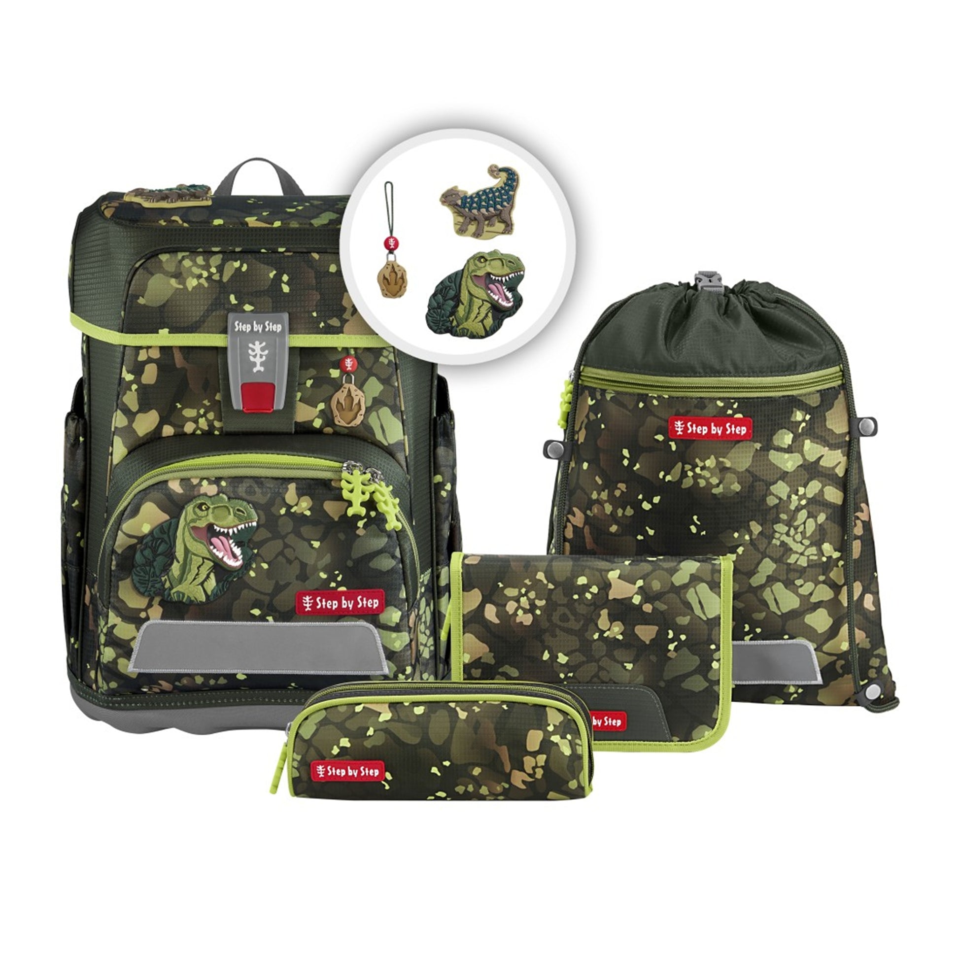 Step by Step Schulrucksack-Set Cloud – 5-teilig – Dino Torex – aus recycelten Materialien