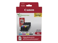 Canon Tintenpatronen-Multipack CLI-551XL Photo Cube, 4er-Pack, mit Fotopapier (50 Blatt) – für Inkjetdrucker