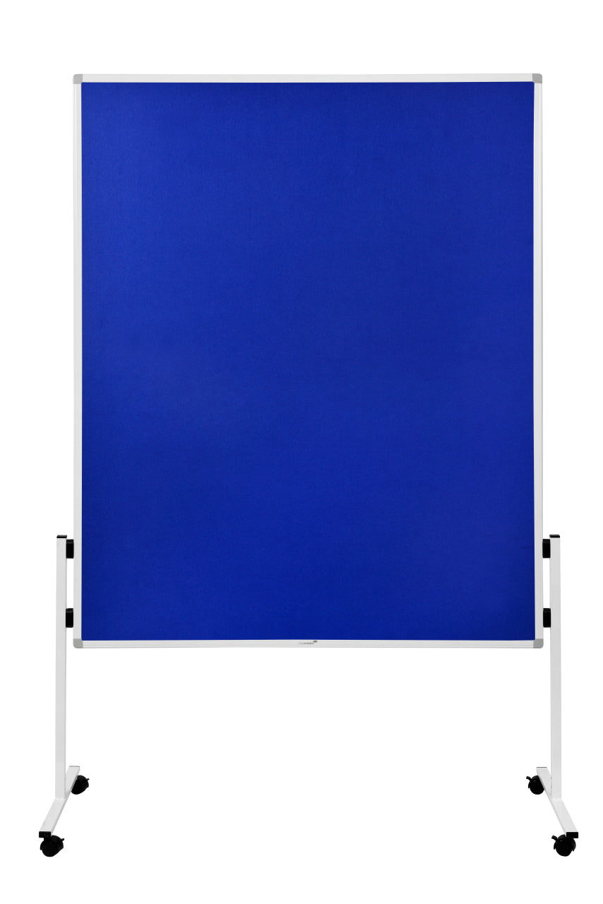 Legamaster Moderationswand Economy – Filz, mit Rollen, doppelseitig – 120 × 150 cm – Blau, Alurahmen