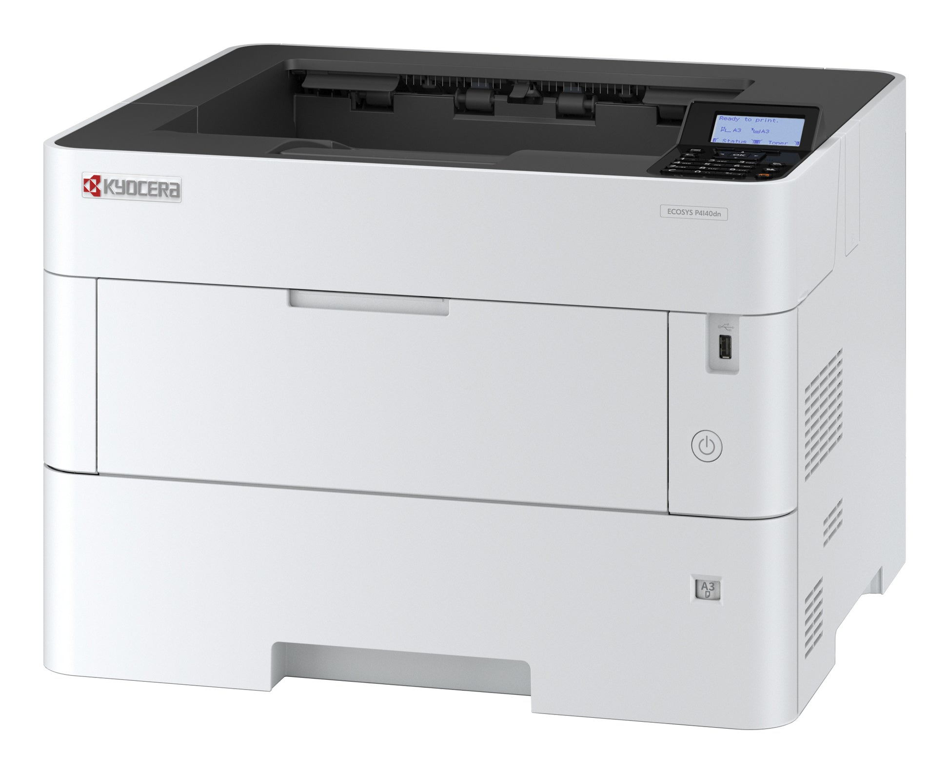 Kyocera ECOSYS P4140dn – A3, S/W, Duplex, 40 Seiten/Min., 1200 × 1200 dpi, LAN/USB, Papier: 500 Blatt