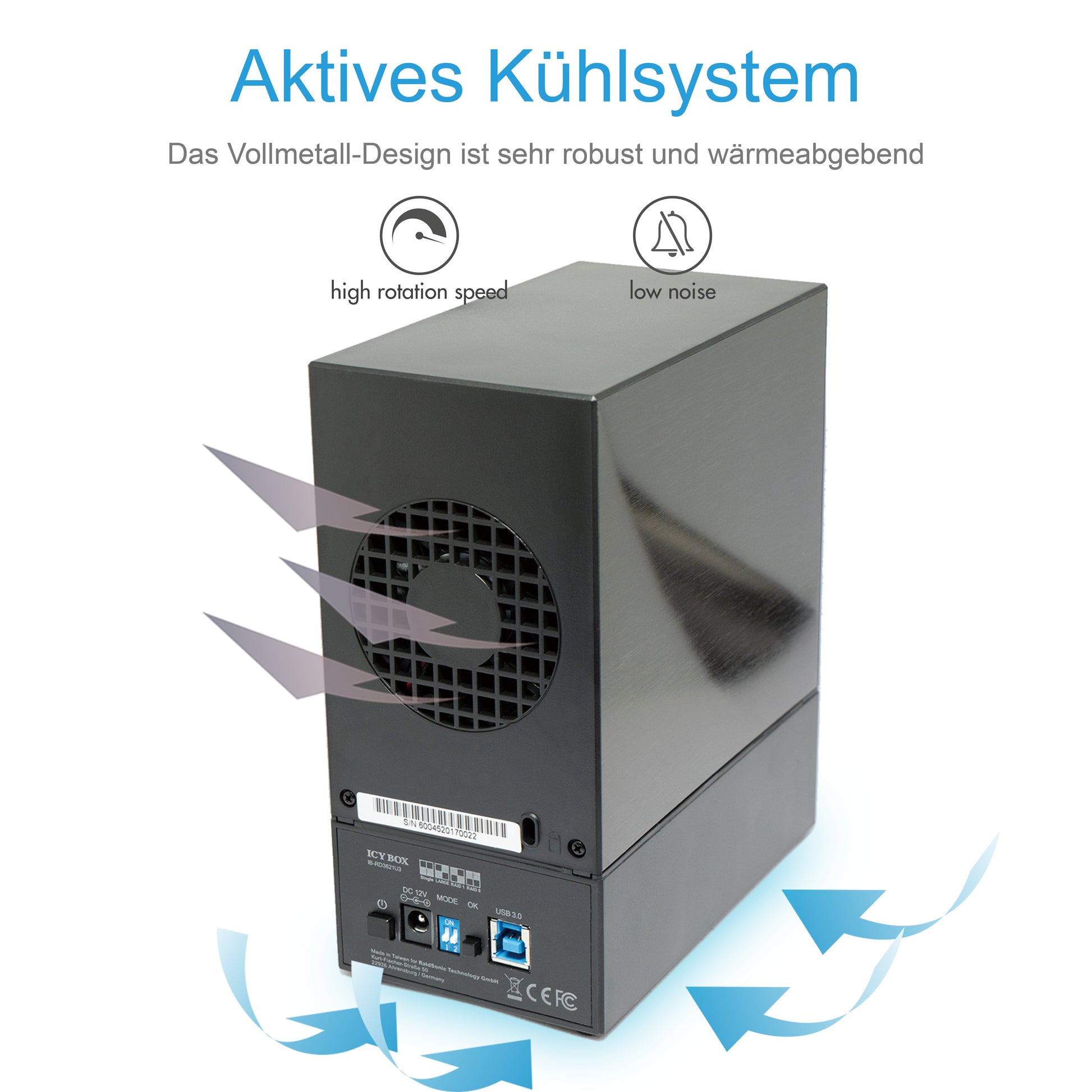 ICY BOX IB-RD3621U3 – 2-Bay Desktop Gehäuse – USB 3.0, für 3,5" HDD, SATA