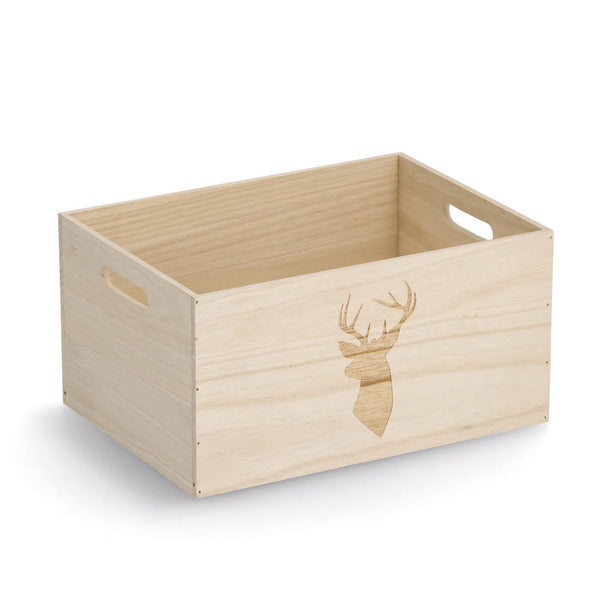 Zeller Present Hirsch Aufbewahrungsbox – Holz – Natur – mit Griff – 350 × 180 × 250 mm