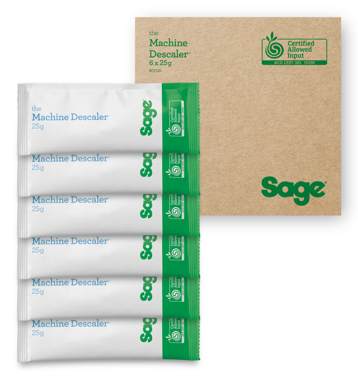Sage Entkalker (Haushaltsgeräte) für Kaffeemaschine – Pulver, Box – 6×25 g
