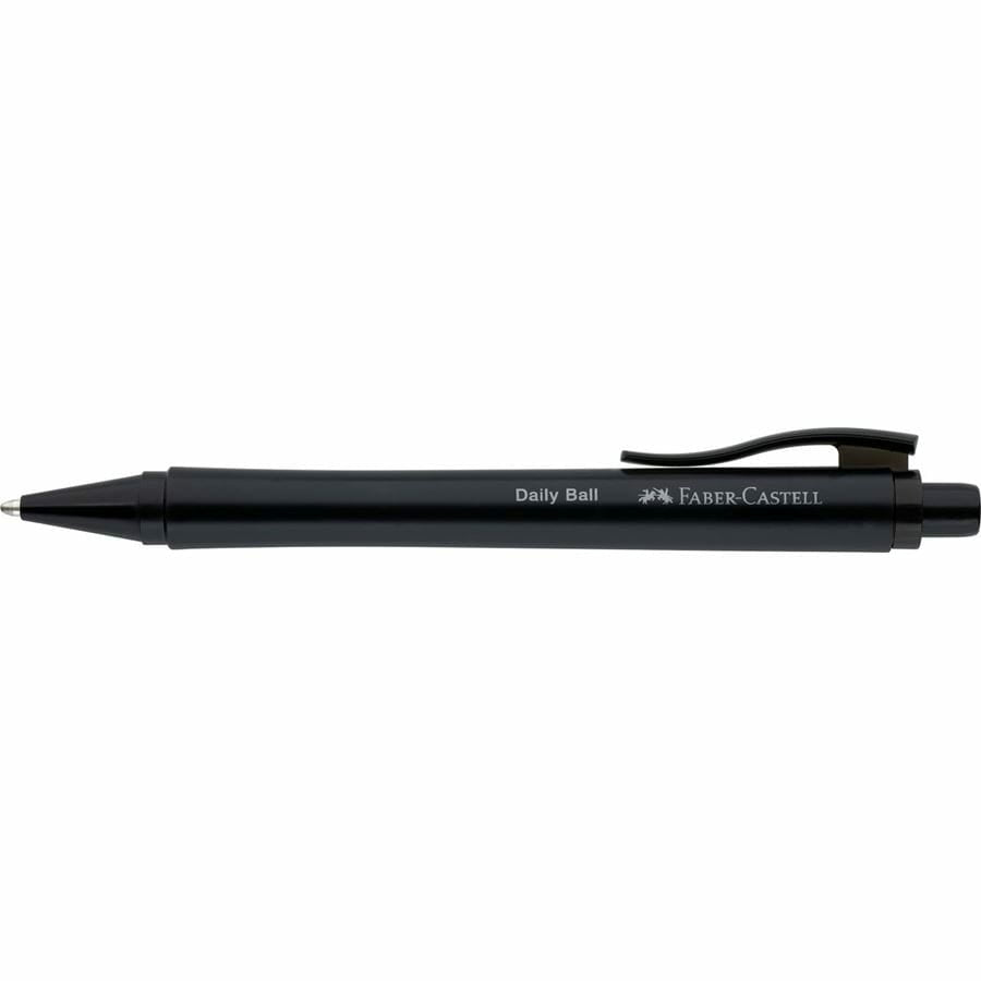 Faber-Castell Daily Ball XB Kugelschreiber – Blau, Druck, Recycelbarer Kunststoff, Schwarz, Nachfüllbar