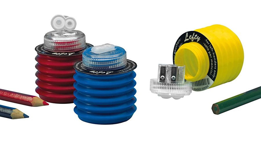 KUM Spitzer – manuell, 2-Loch, mit Behälter, für Blei- und Buntstifte Ø 8 und 11 mm, Kunststoff, assortiert