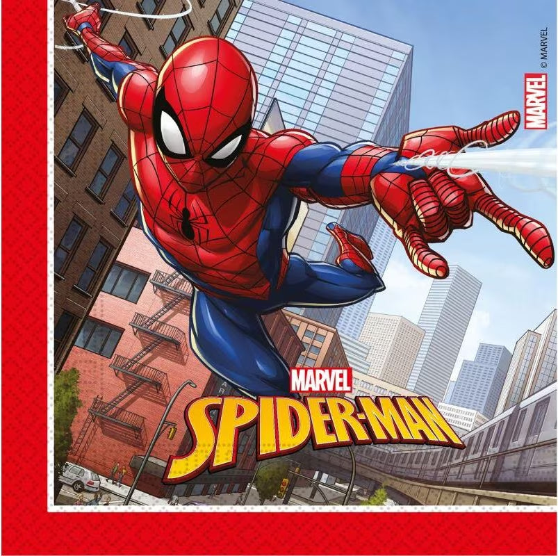 Amscan Spiderman Servietten, Papier, 33 × 33 cm – Mehrfarbig – 20 Stk.