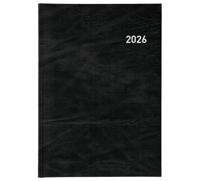 Biella Registra 7 Geschäftsagenda – 1 Woche/2 Seiten, gebunden, 17,2 × 24,0 cm, 2026, schwarz, FSC