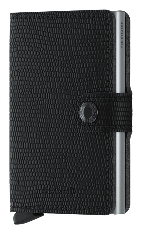 Secrid Miniwallet Rango – RFID-Schutz, Druckknopfverschluss – 10 Karten, 65×102×21 mm – Schwarz, Leder