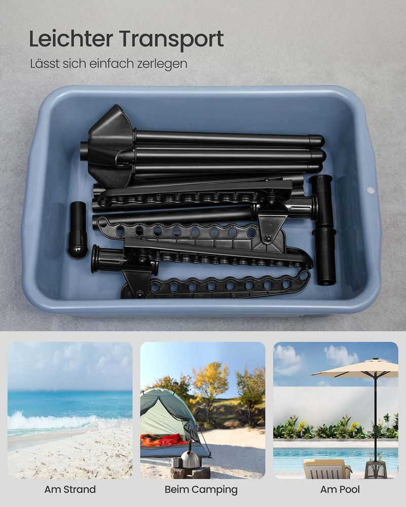 Songmics Garderobenständer – faltbar, Stahl/Kunststoff, Schwarz, 60 × 60 × 191 cm