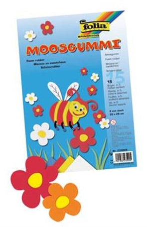 Folia Moosgummi – sortiert – 200 × 290 mm, 15 Bogen, 2 mm