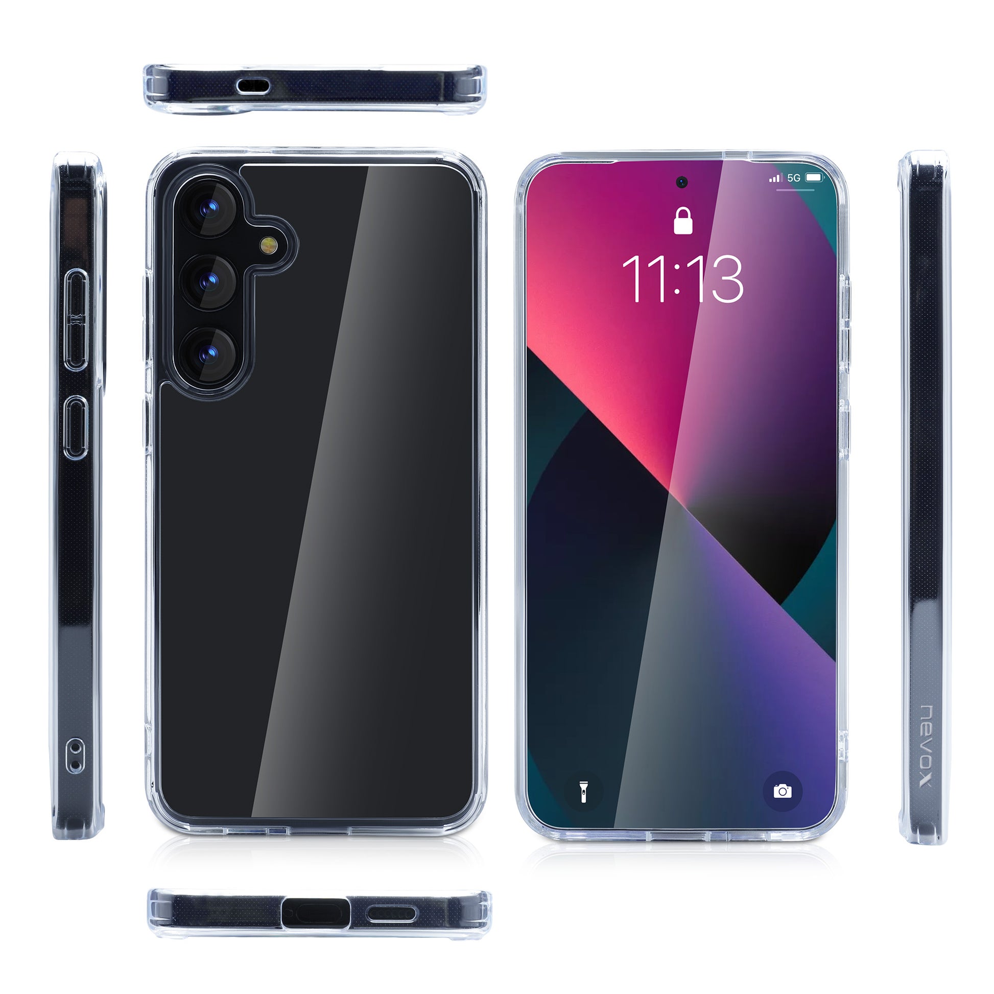 nevox StyleShell SHOCKFlex Backcover – für Samsung Galaxy S25, PC+TPU, Transparent