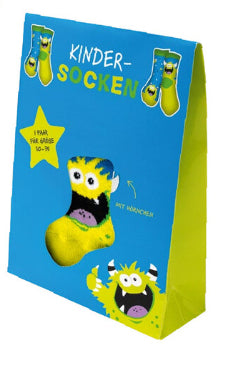 Sheepworld Zaubersocken Monster – Grösse 30–35, Grün, 80% Baumwolle/15% Nylon/5% Elasthan, 4 Paar