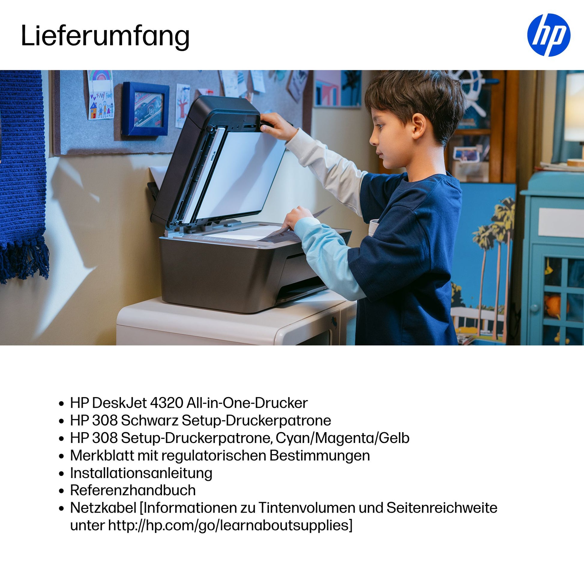 HP Deskjet 4320 Wireless – Farbtintenstrahl-Multifunktionsdrucker, A4, 3-in-1, Duplex, ADF, WLAN, AirPrint