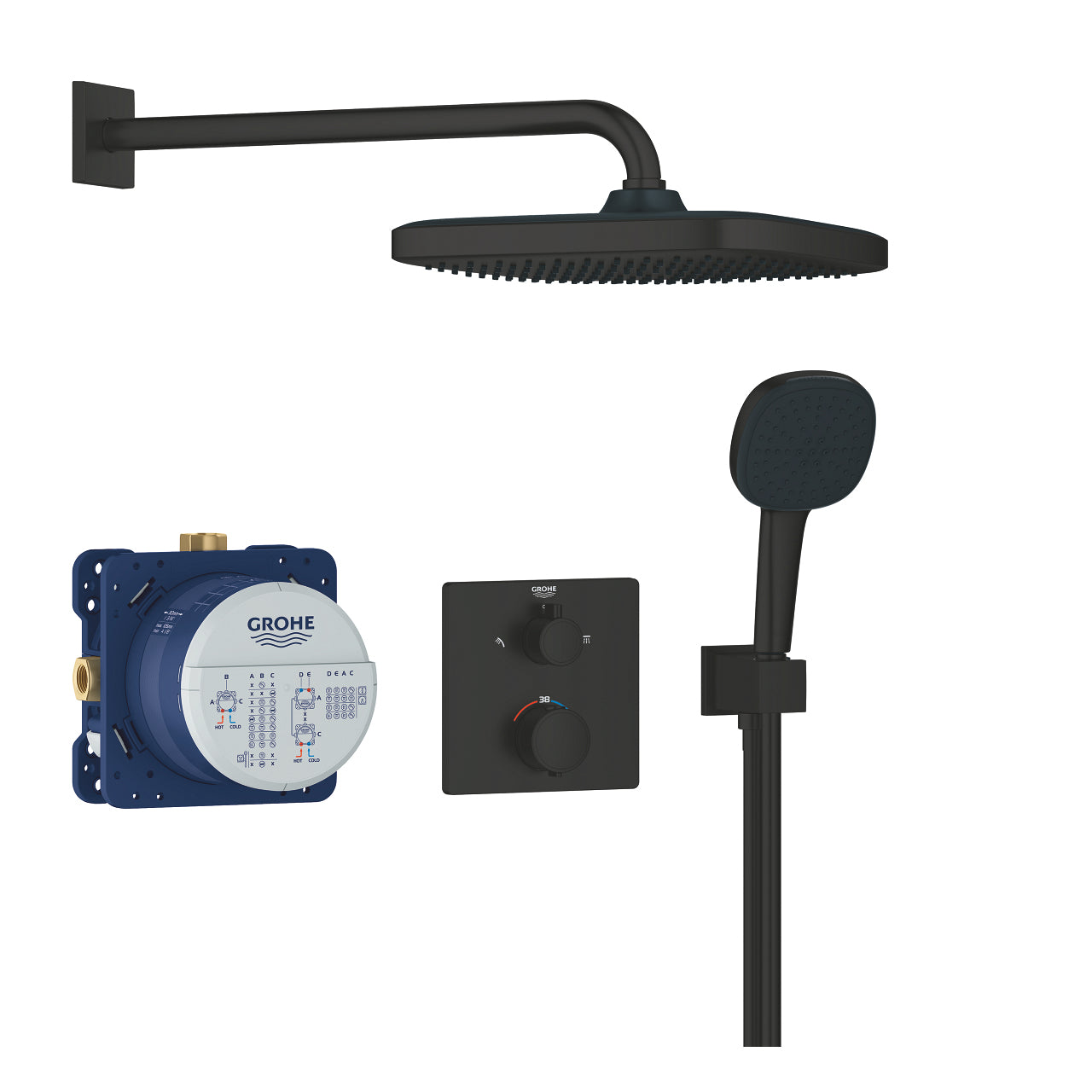 GROHE Badebatterie (Unterputz) – Unterputzmischer, Metall, Schwarz