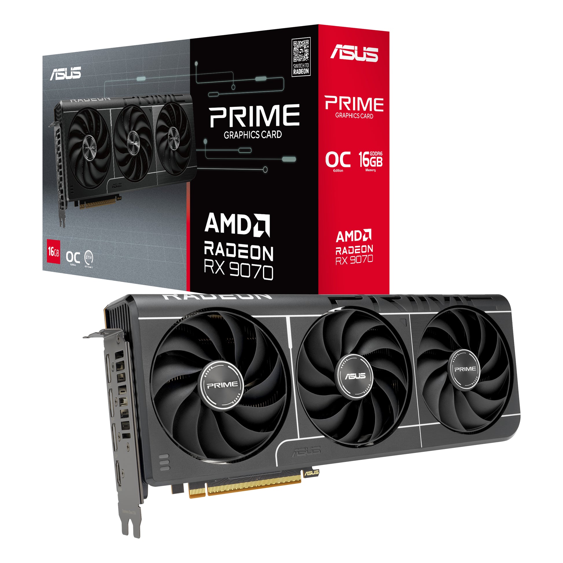 ASUS PRIME-RX9070-O16G-EVO – PCIe Grafikkarte – 3×DP, 1×HDMI, PCIe 5.0, 2×8‑pin