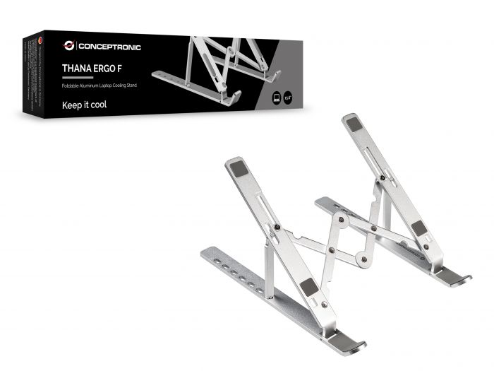 Conceptronic Laptop-Ständer – für Notebooks bis 15,6", faltbar, bis 20 kg Traglast – Silber
