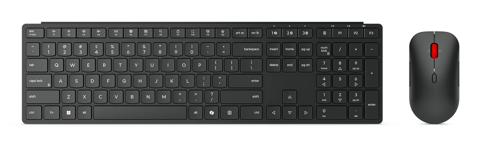 Lenovo Pro Combo – Tastatur- und Maus-Set – Bluetooth & 2,4 GHz USB-A (Empfänger) – QWERTY (US-INT) – Schwarz