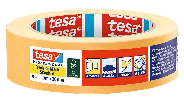 TESA Malerband Precision Standard, orange – 30 mm × 50 m, innen/aussen