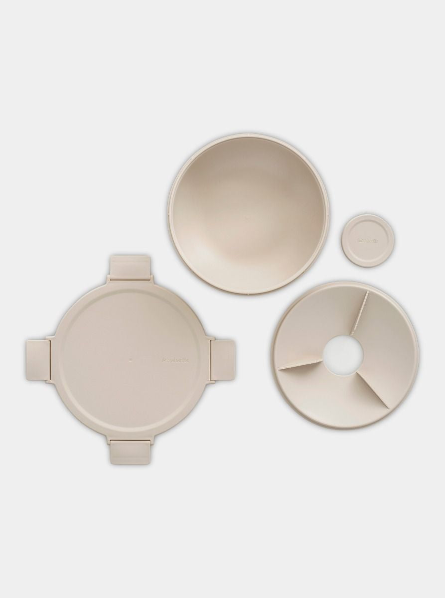 Brabantia Salatschüssel Make & Take – 1,3 l, Ø 21,0 cm, H 7,5 cm, Kunststoff, mit Deckel, spülmaschinenfest