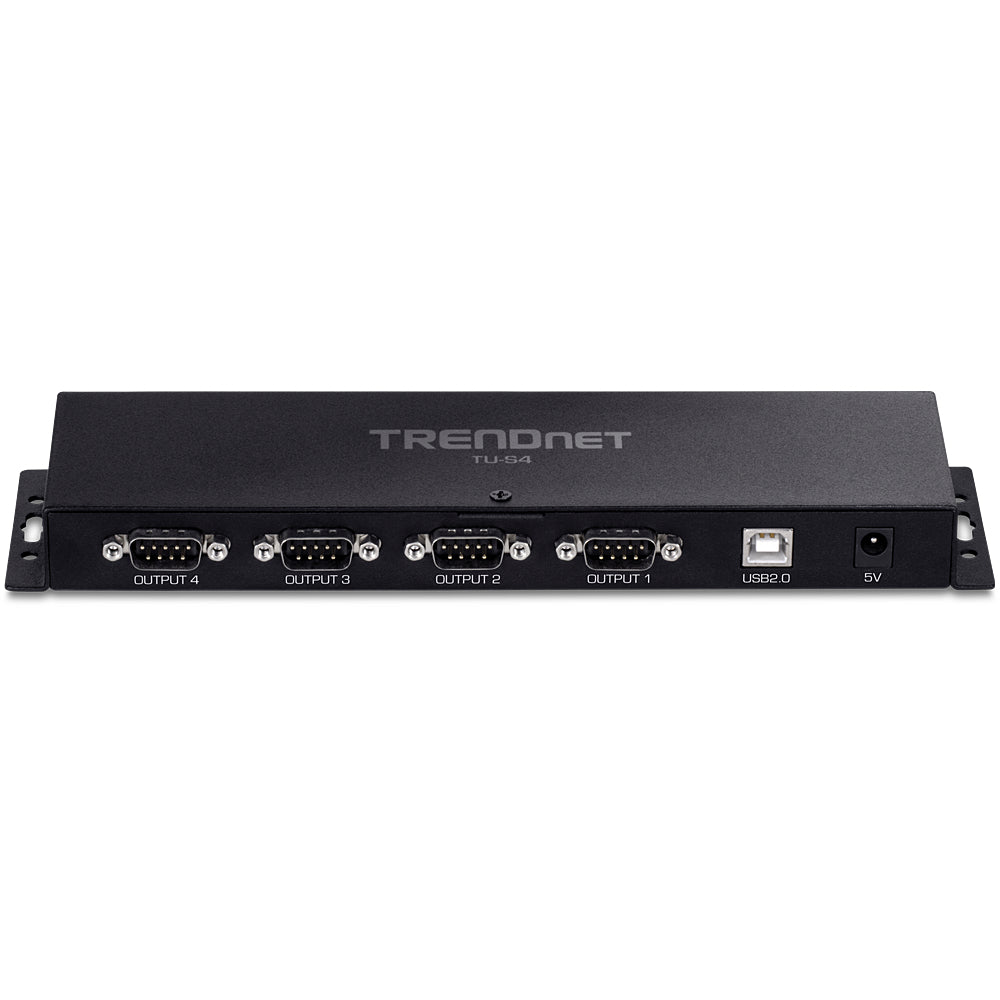 Trendnet TU-S4 USB-Seriell Kabel USB-A zu RS-232 – 4× RS-232, 1 m, Treiber, Netzteil – für Windows, Mac