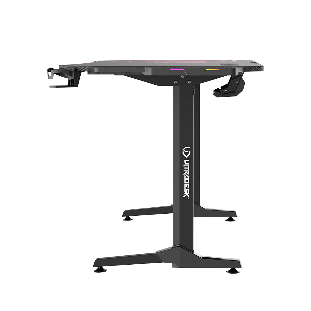 Ultradesk Frag XXL Gaming-Tisch – 165 × 75 cm, pink, Stahl