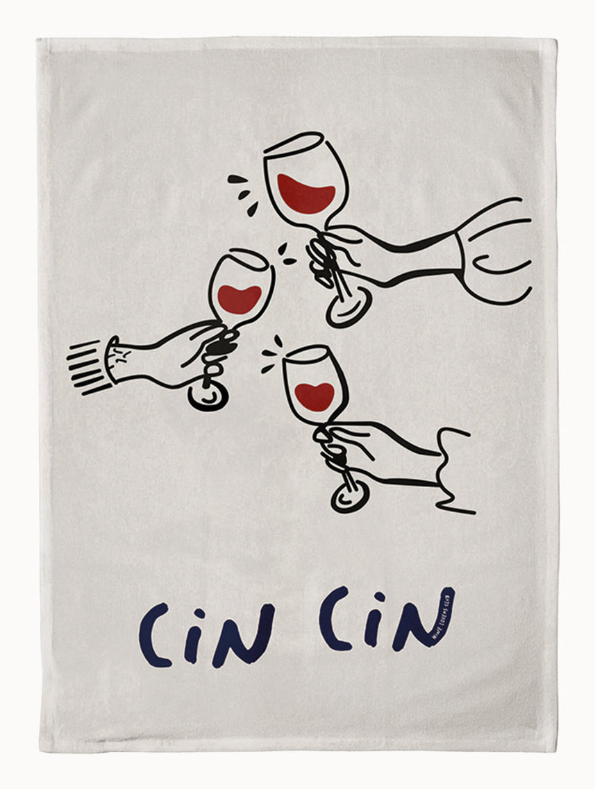 Chic-mic Geschirrtuch Cin Cin – weiss – 50 × 70 cm – Baumwolle – 1 Stk.