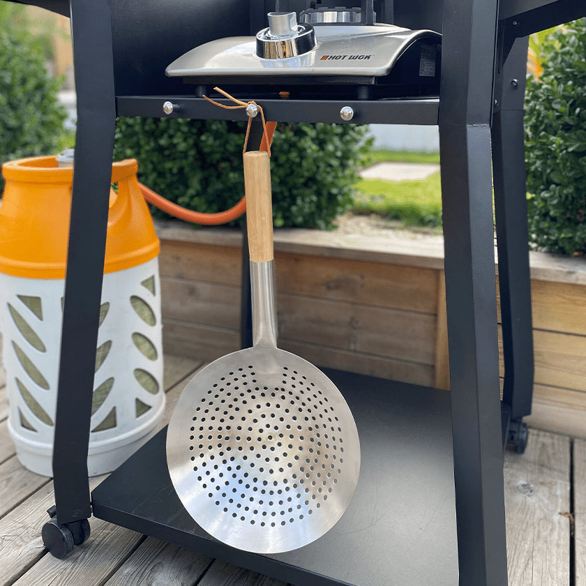 Hot Wok Sieb Ø 26 × 11,5 cm, Edelstahl/Holz, Silber