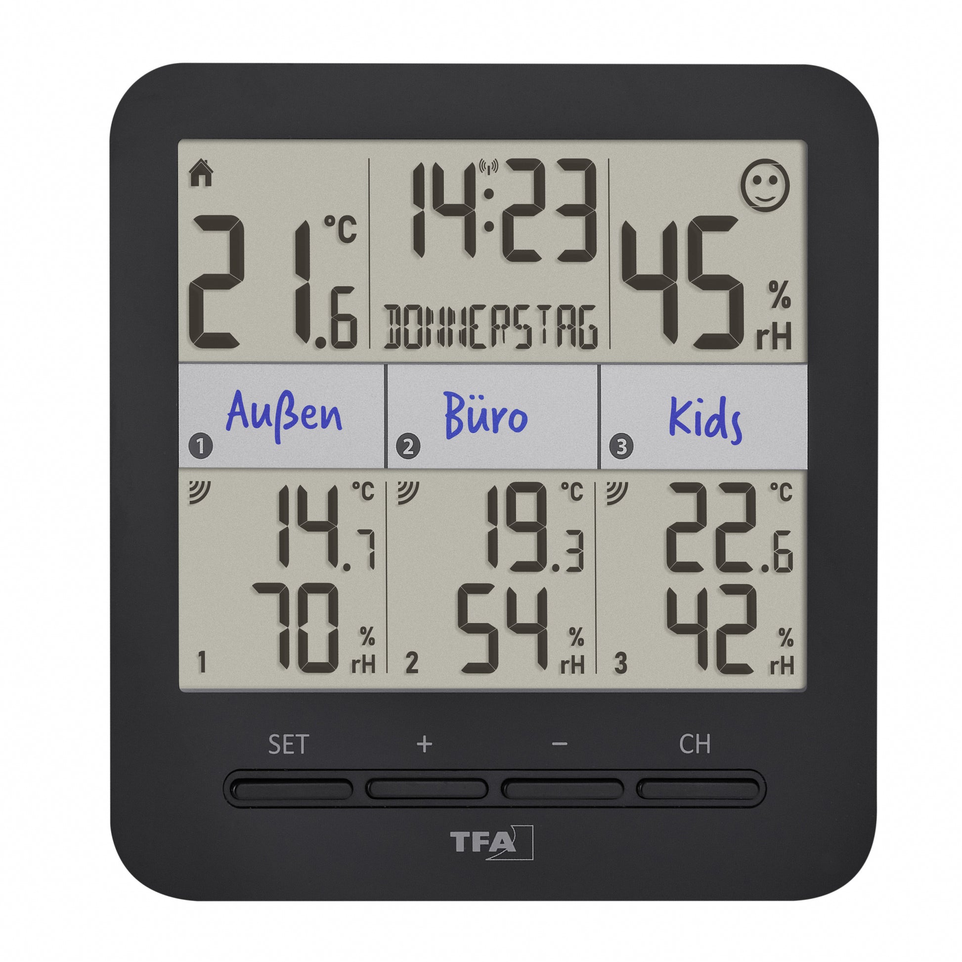 TFA-Dostmann KLIMA@HOME 2 Thermo-Hygrometer (Handgerät) – Kabellos, 0–50 °C, 10–99 %