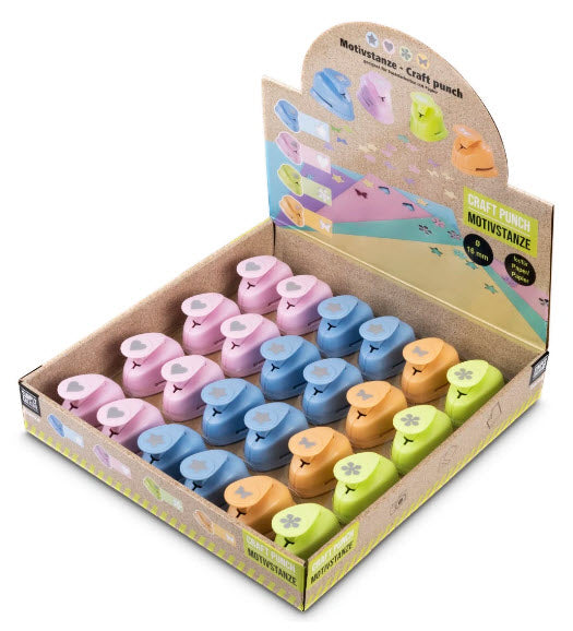 Hama Motivstanzer – 6 Motive sortiert (Herz, Stern, Blume, Schmetterling), Ø 16 mm, sortiert
