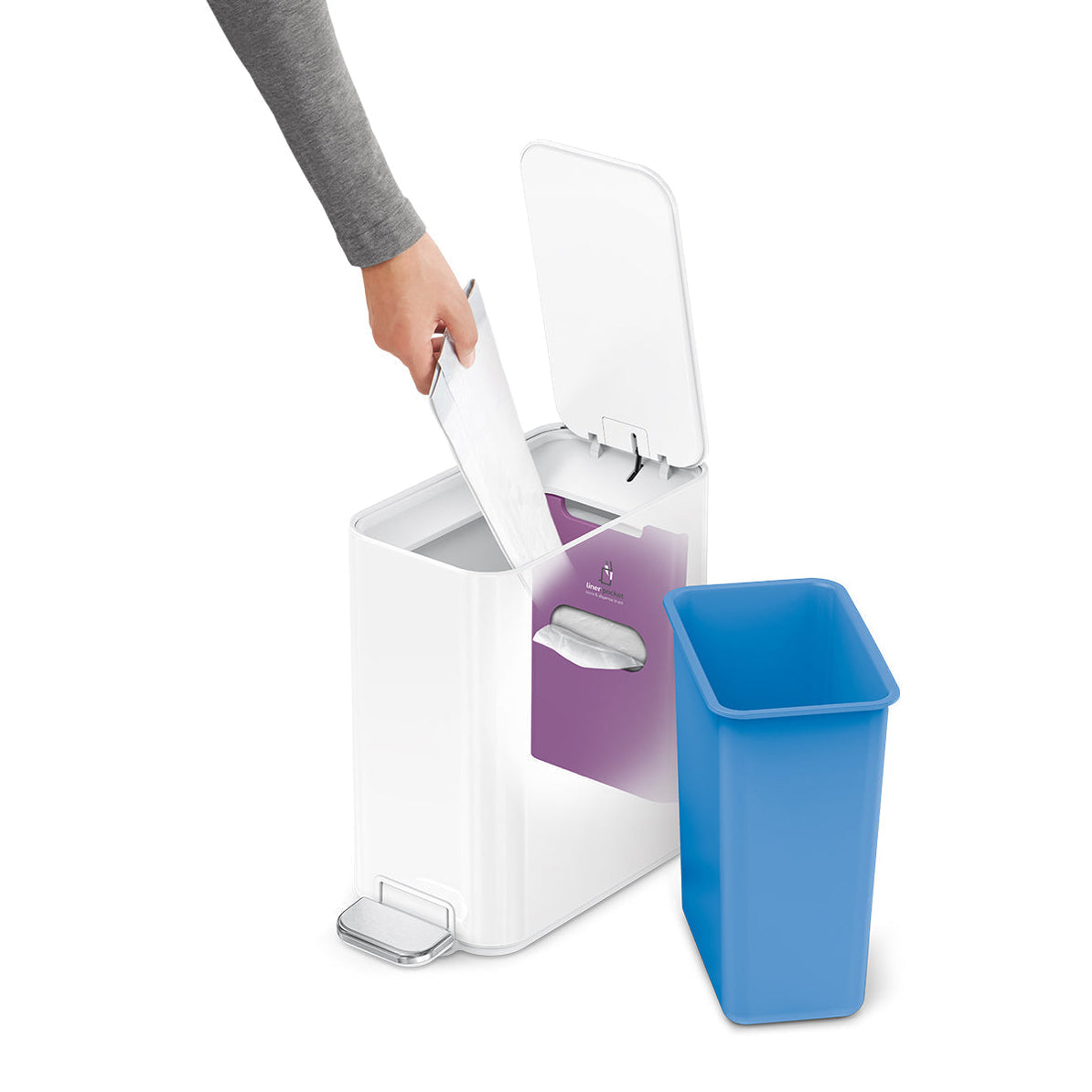 simplehuman Papierkorb – 5 l – Edelstahl – B × H × T 157 × 310 × 320 mm