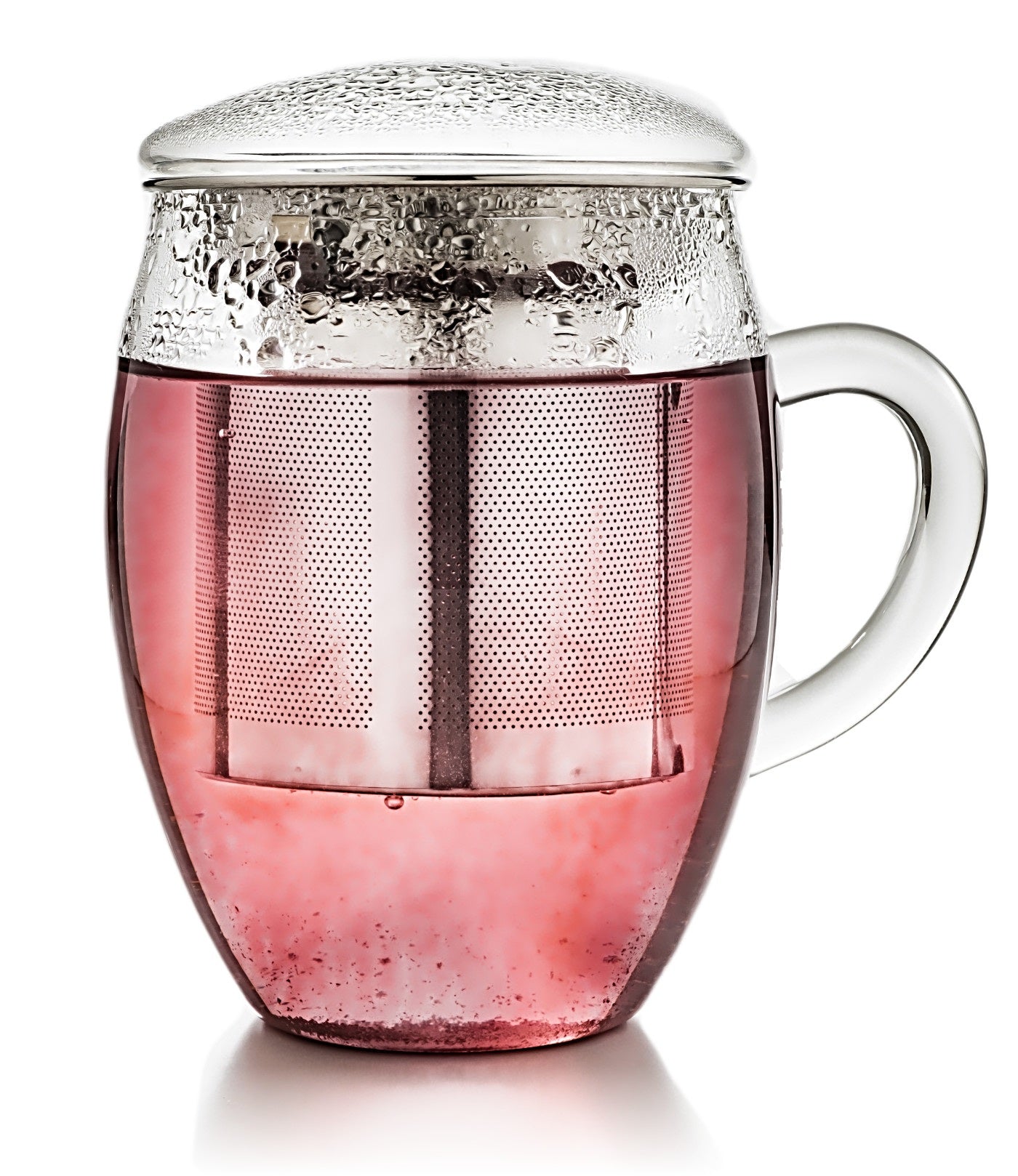 Creano Teeglas – 400 ml, Borosilikatglas, Transparent, mit Edelstahl-Deckel, spülmaschinenfest