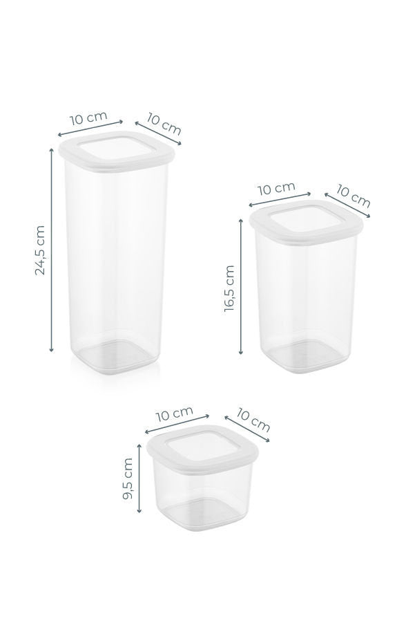 Hermia Vorratsdose 550 ml, 1,2 l, 1,8 l, Polypropylen (PP), Weiss, 3-teilig